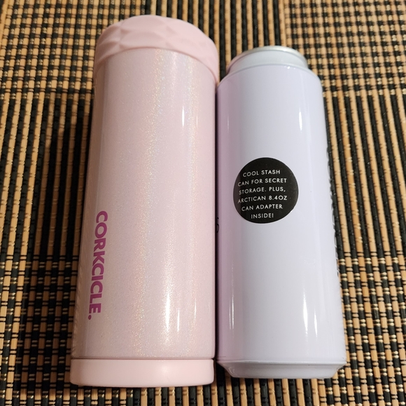 Corkcicle Slim Arctican Cotton Candy Pink Stainless Steel Can with Adapter NWT - Picture 5 of 6